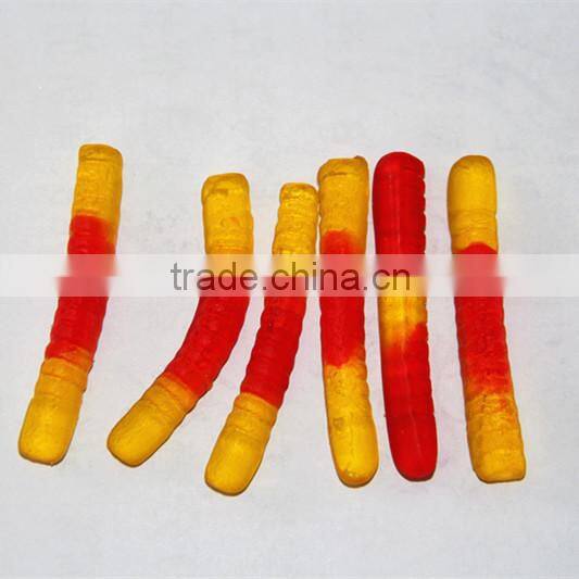 Assorted flavour worm shapes gelatin gummy gumdrop candy