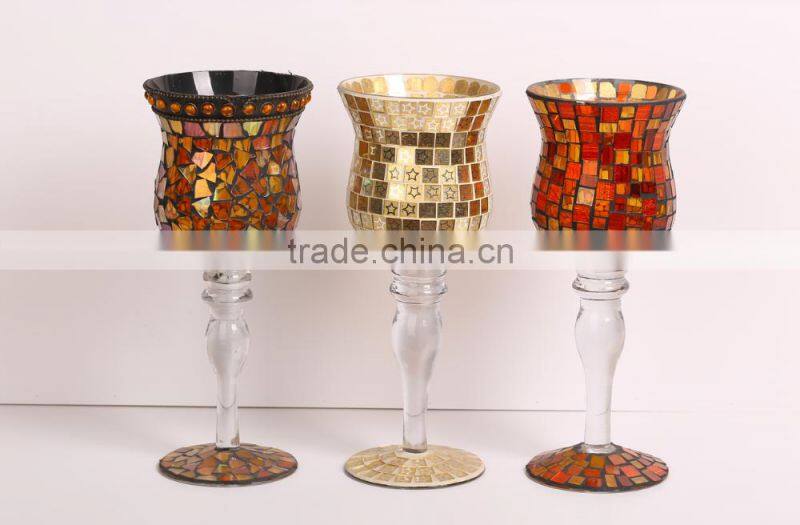 Glass jar Mosaic colored Glass Candleholder glass goblet