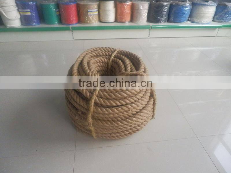 Multi-purpose twisted jute rope 3-strand natural color for sale