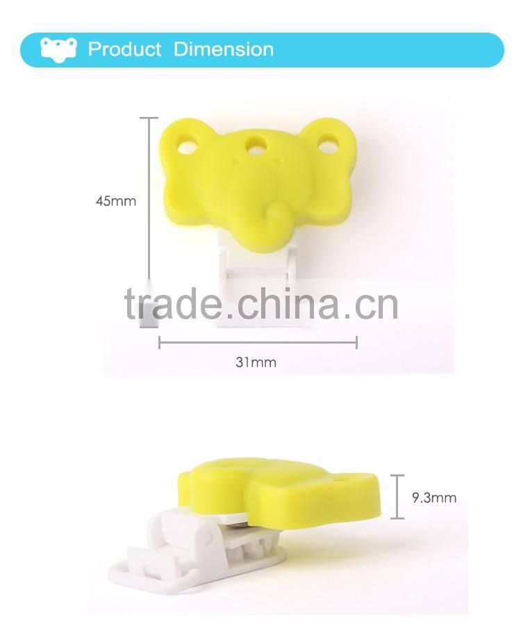 Colorful Elephant Silicone Baby Pacifier Chain Clamp