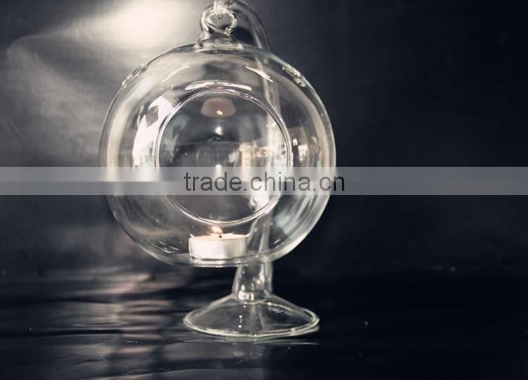 hanging glass ball candle holder with glass holder