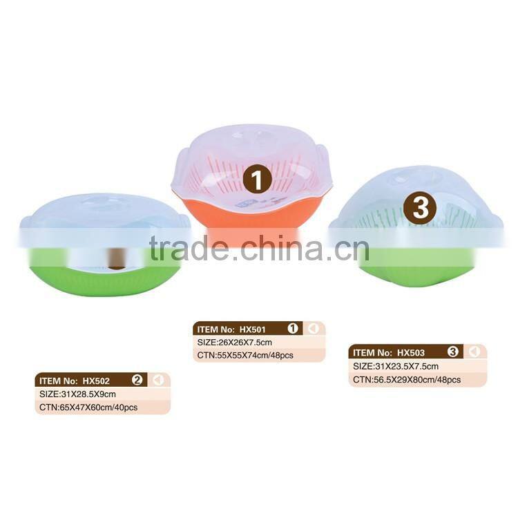 Fruit And Vegetable Drainer Basket With Lid , Plastic Drain Basket