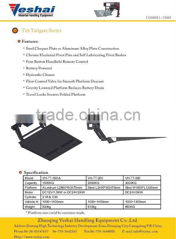 Truck Hydraulic Tailgate lift Tilt VH-TT-150-A