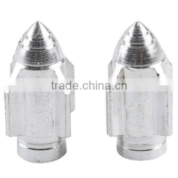 Universal Aluminum Rockets head 2X silver Motorcycle Wheel Tire Valve Stem Caps