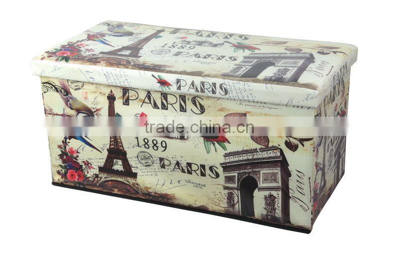 Faux Leather Folding Storage Ottoman Bench Foot Rest Stool Seat Footrest 80*40*40cm