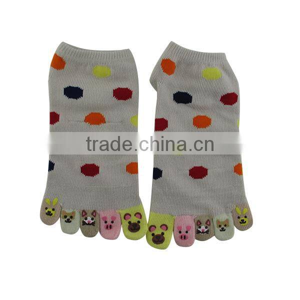 China cotton cute women 5 boat toe five finger sock