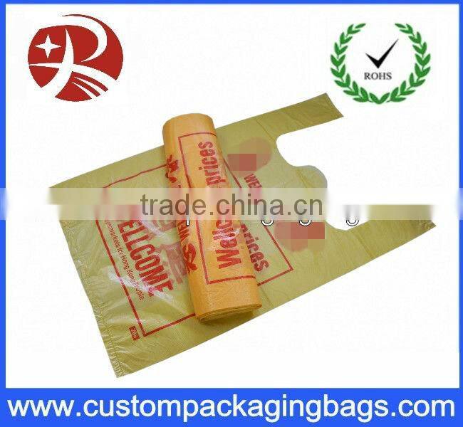 Light yellow with printing red LOGO T-shirt biodased shopping bag