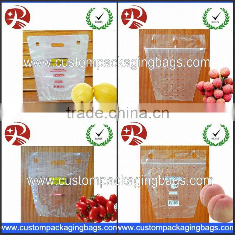 resealable zip lock fruit bag with holes for grape packaging bags