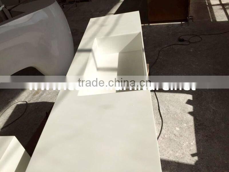 red corian made big size wall hung bathroom basin