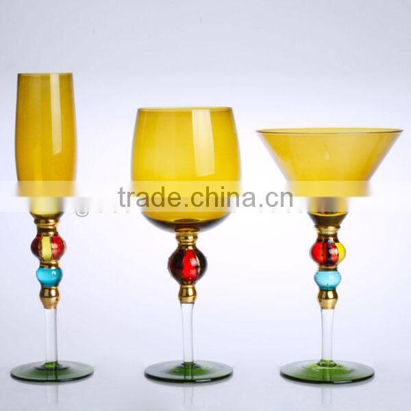 Hand painted colorful christmas champagne flutes set dinner set,royal dinner set