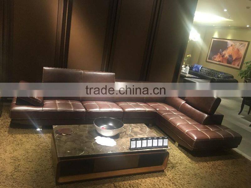 New design high quality top grain leather sofa fashion furniture modern KD-S1808