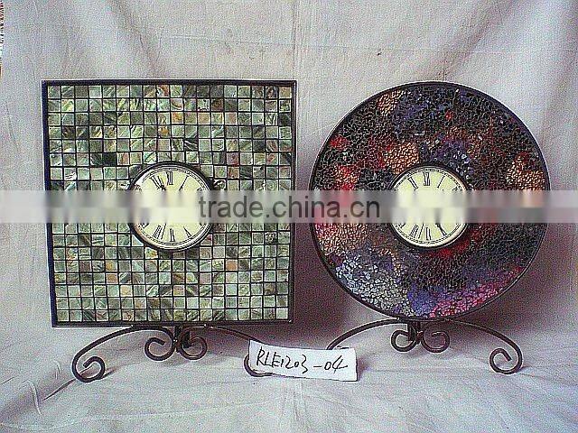 Home Decoration Casual Style Colored Glass Round Shape Wall Antique Clock