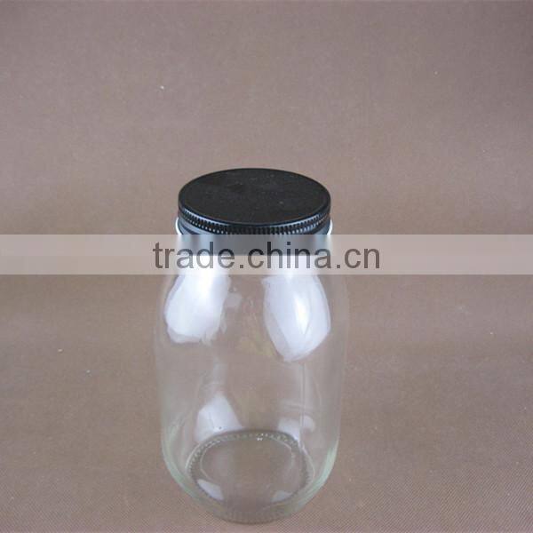 black iron lid different size and different volume glass jar with lid