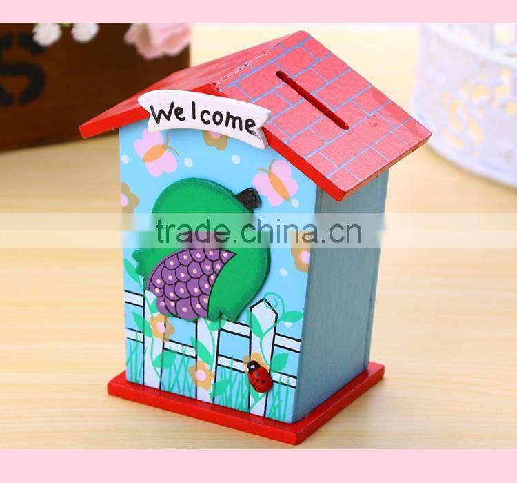 colorful cartoon kids gifts wooden money box,saving box