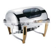 luxury roll top food warmer chafing dish with window lid