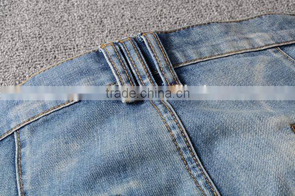 Europe wash faded jeans high street style men's short pants