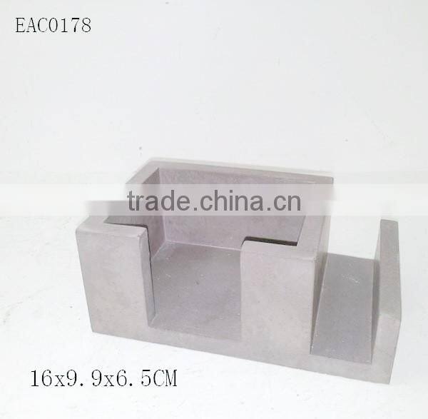 Wholesale desktop concrete hand made pen holder with phone holder or memo pad holder