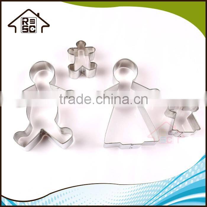 NBRSC Stainless Steel Custom Gingerbread Family Cookie Cutters set of 4 for Baking