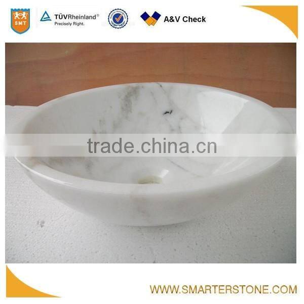 China carrara white marble bath sink with plywood package