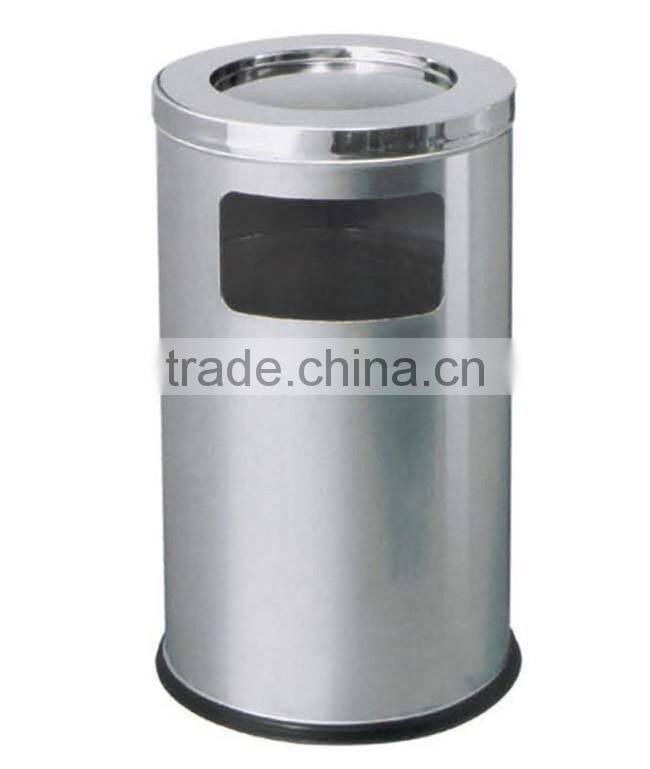 Round metal trash can with ashtray BY-63