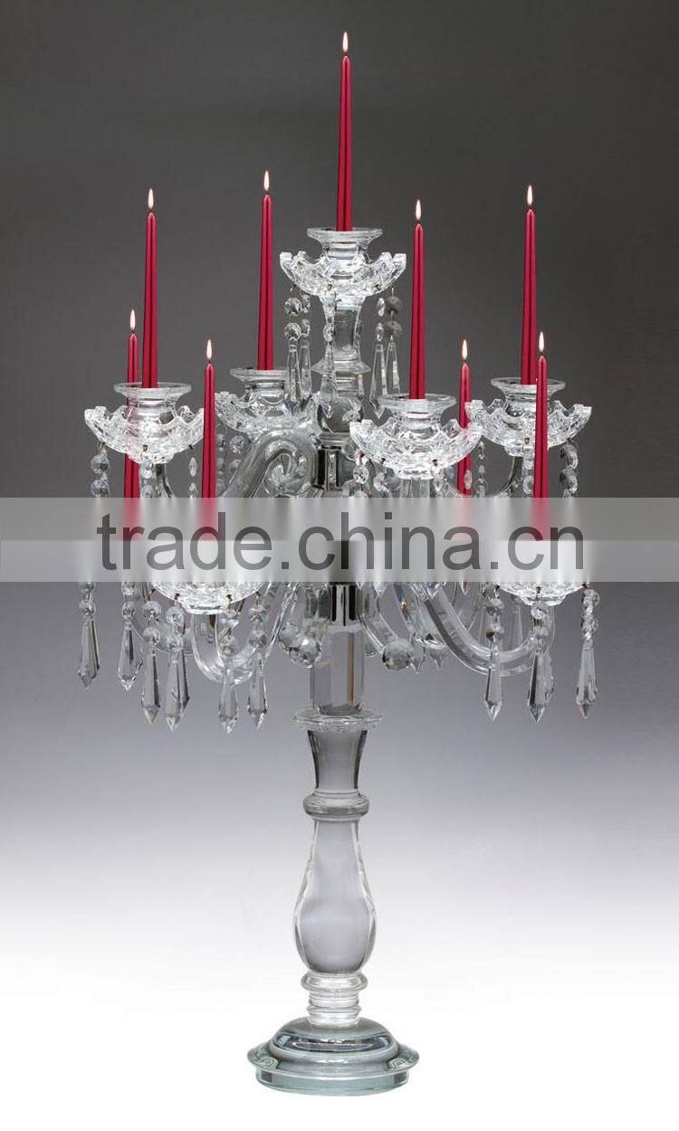 Handmade crystal glass table white 3 arm candelabra with 3 arm