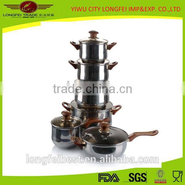 3pcs cylindrical stainless steel soup pot set with steel string handle