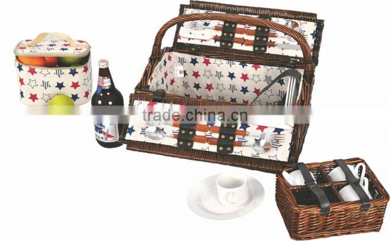 white handle cutlery handheld vintage fruit crate basket