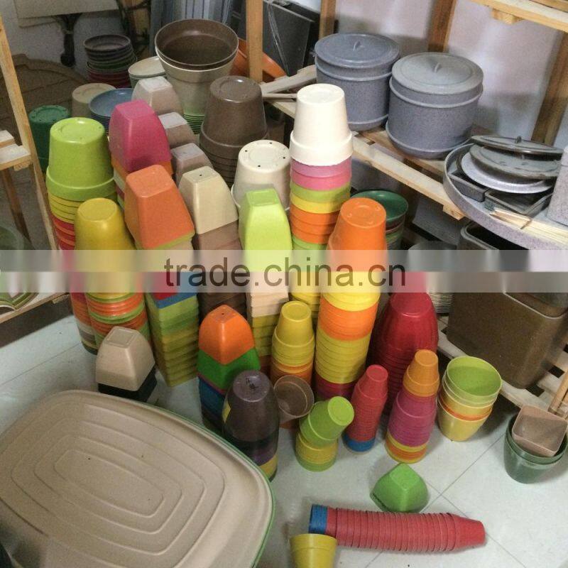Family beautiful plastic flower pot/ garden pot bamboo fiber flowerpot