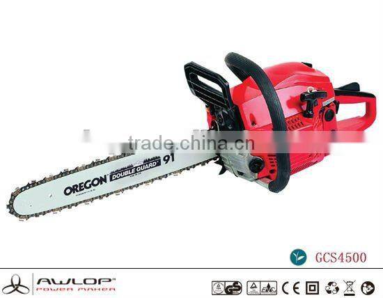 gasoline garden tools 45CC gasoline chain saw /petrol chain saw wood cutting machine