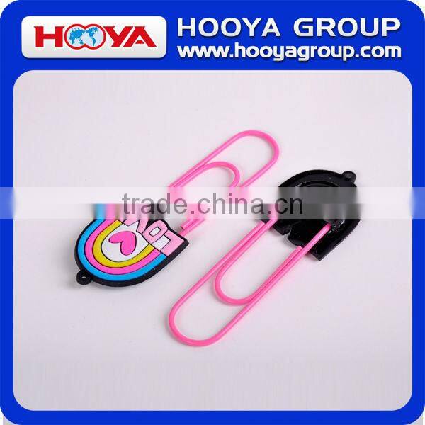 promotional decorative shaped jumbo PVC fancy paper clip bookmarker