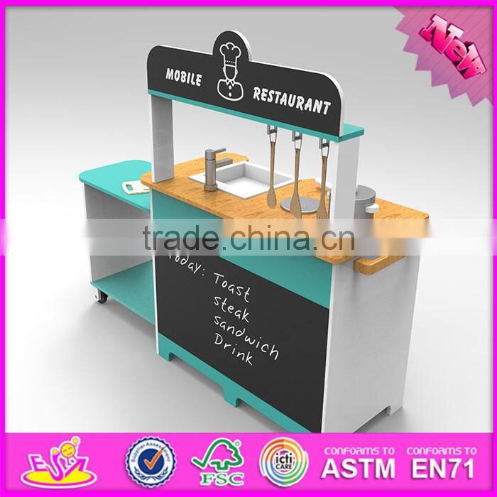 2017 new design funny kids wooden kitchen play set with shelf W10C270