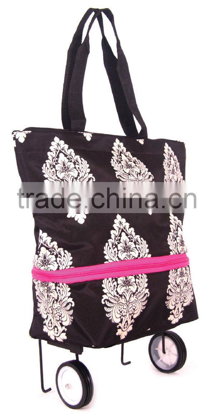 Shopping bag on Wheels expandable to lightweight Roller Bag with free Id Holder