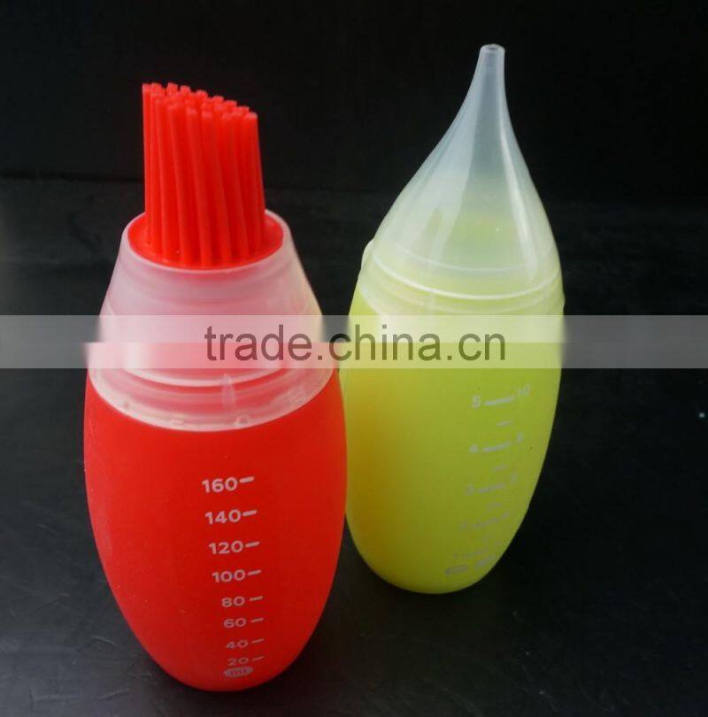 16157 2 Packs Heat Resistant Silicone Squeeze Bottles Kit Basting Brush Cooking Oil Brushing