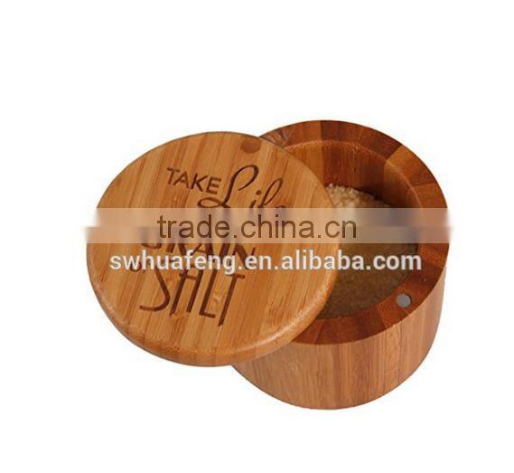 Wholesale Bamboo Salt Box/Bamboo Container/jar With Magnetic Lid