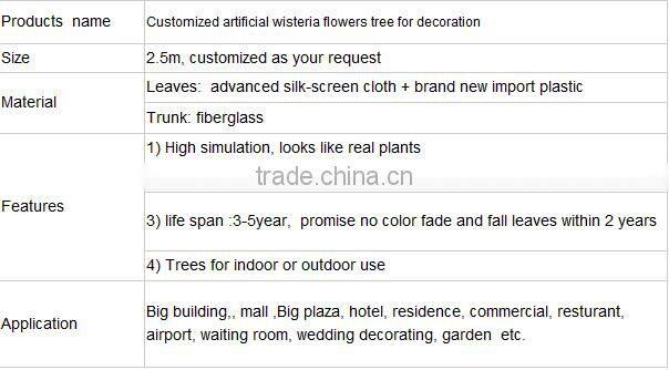 Wholesale decoration artificial wisteria flowers tree decoration tree