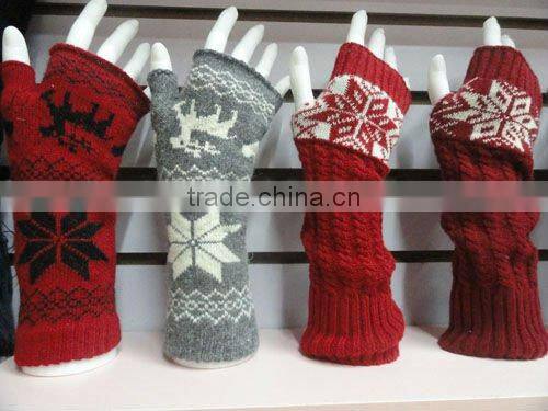 snowflake winter fingerless climbing knited mitten gloves wholesale