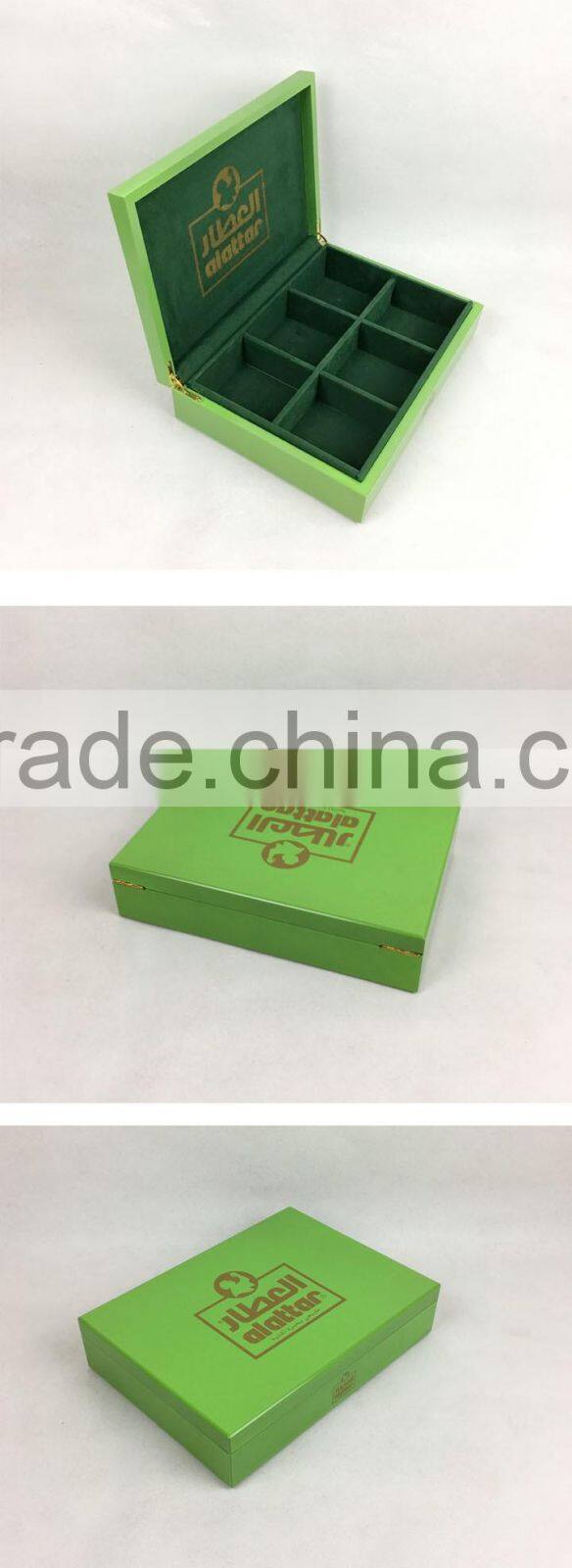 good velvet 6 compartment personalised wood box for tea