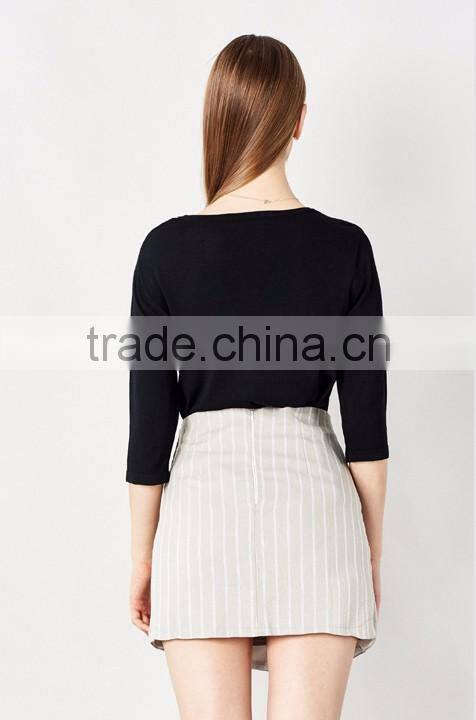 Split design slim fit stripe pattern ladies formal office skirt wear women pictures of a-line skirt