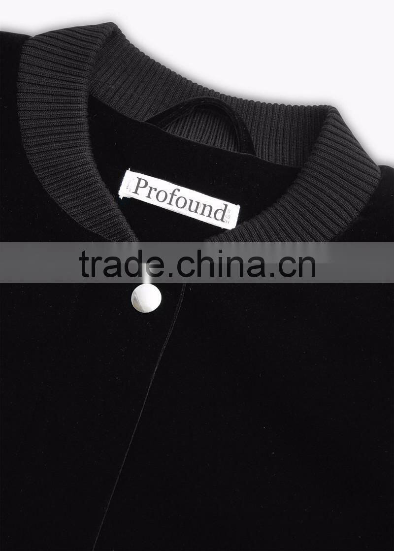 womens black custom made bomber velvet jacket for winter