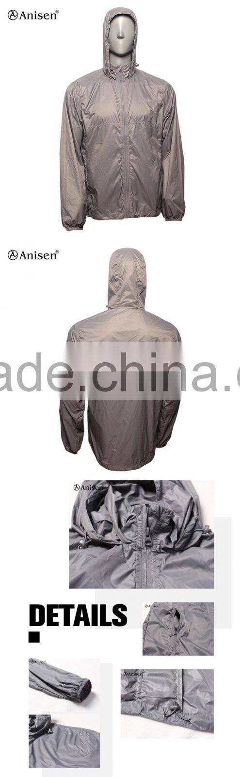100% nylon men breathable thin and light ourdoor hoodies jacket
