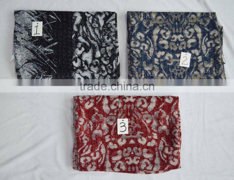 Fashion hot stylish lady jacquard leopard soft 100%viscose winter scarf