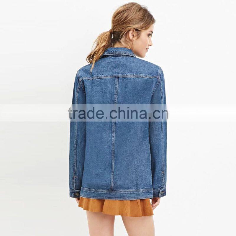 new hot sale plus size women plain denim jacket