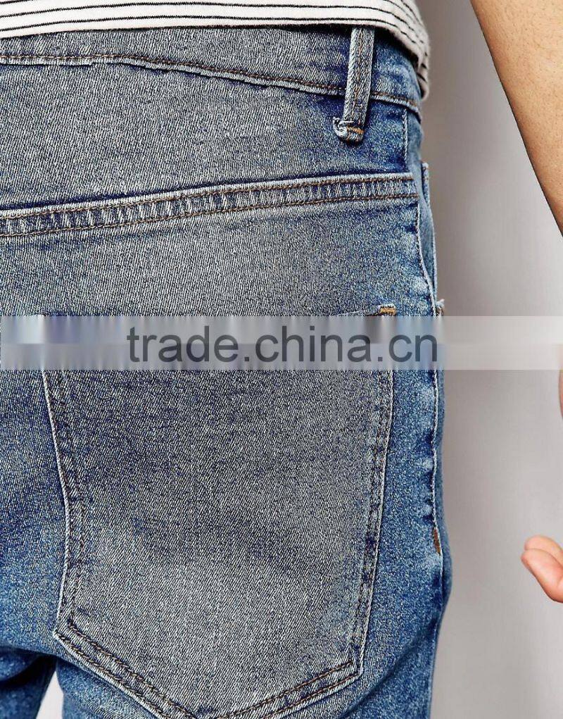 Mens Slim Fit Jeans Acid Wash Denim Jeans Custom Your Own