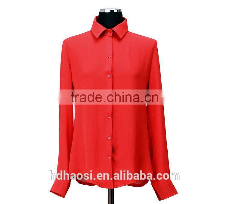 Factory Sale! Long sleeve Chiffon Shirt design for women blouse