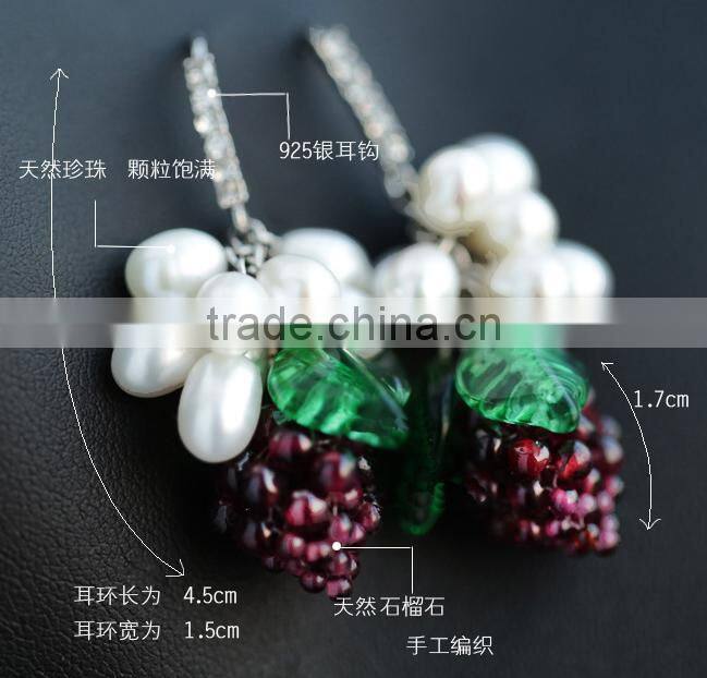 Unique Women Style Cascade Bead natural Pearl hook Earring Hanging pearl earrings pendant for women