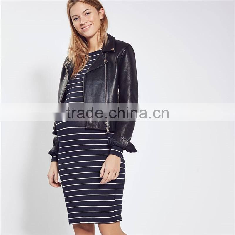 Hot long sleeves stripe pregnant women images bodycon maternity dresses
