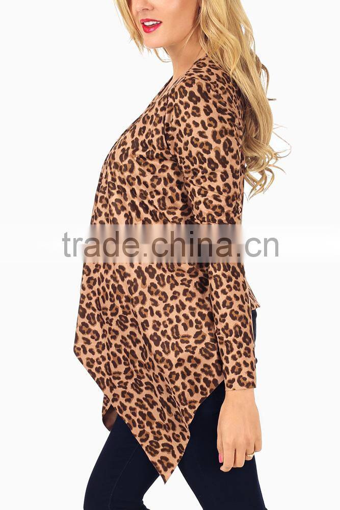 MOCHA BLACK ANIMAL PRINT SUEDE MATERNITY CARDIGAN WHOLESALE MATERNITY CLOTHES CHINA