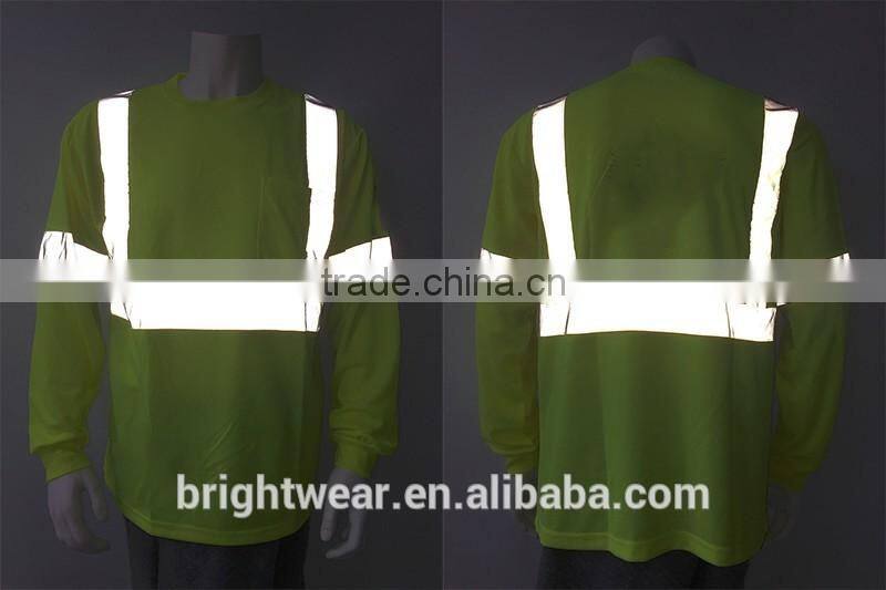 ANSI 107 high visibility long sleeve Chinastar sew-on tape breathable reflective tshirt