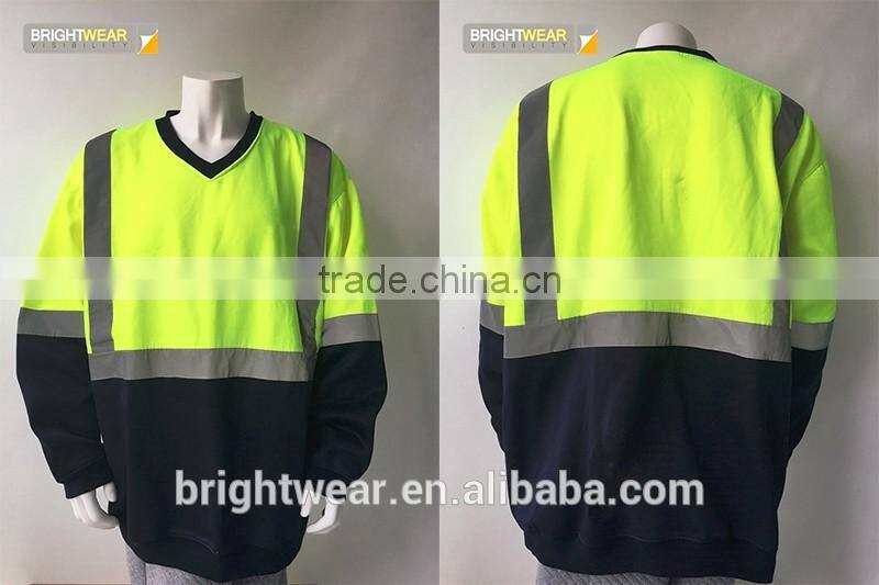 100% polyester Contrast safety sweatshirt with reflective tape meet AS/NZS 1906.4:2010