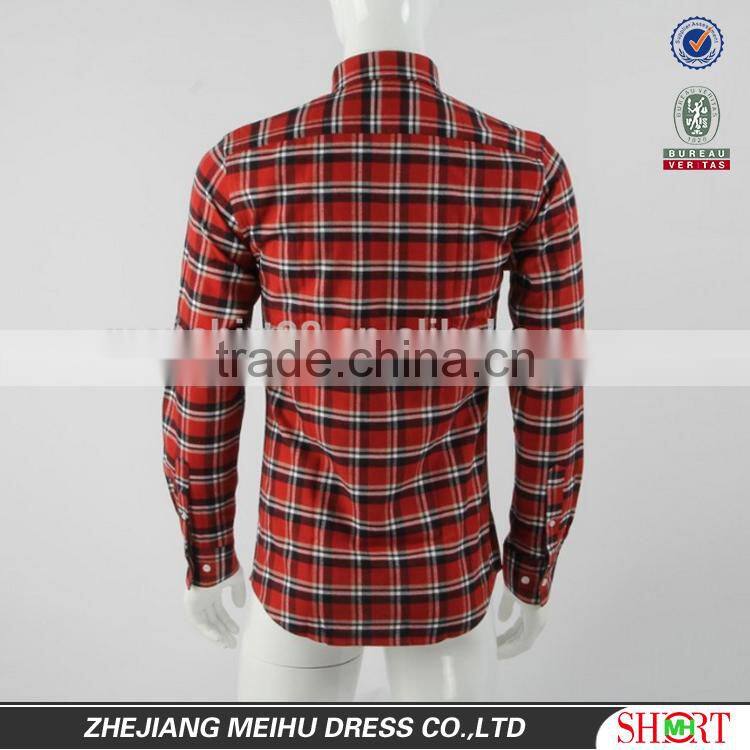 2017 New coming custom red black check flannel shirt men dress shirt design